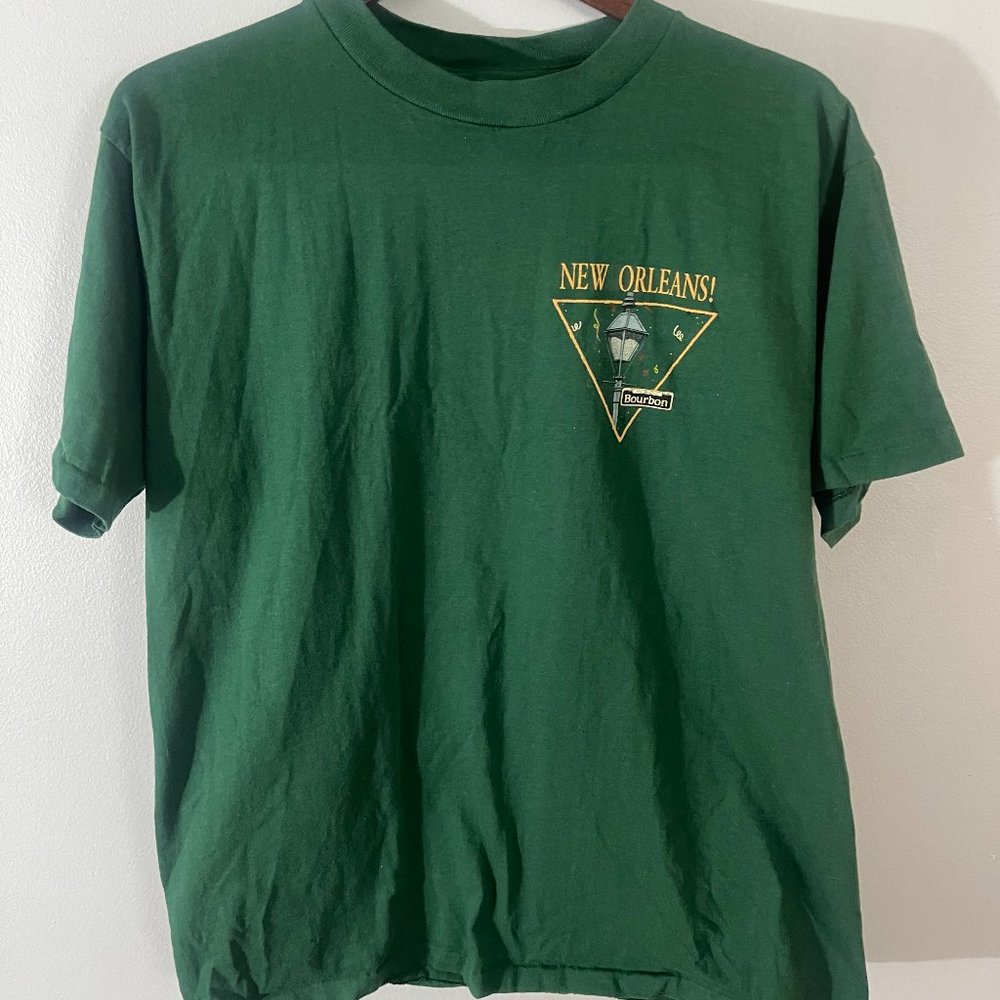 VINTAGE 80 New Orleans Work Sucks Bourbon Street Shirt Single Stitch Oneita Sz L